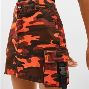 bershka orange camo skirt